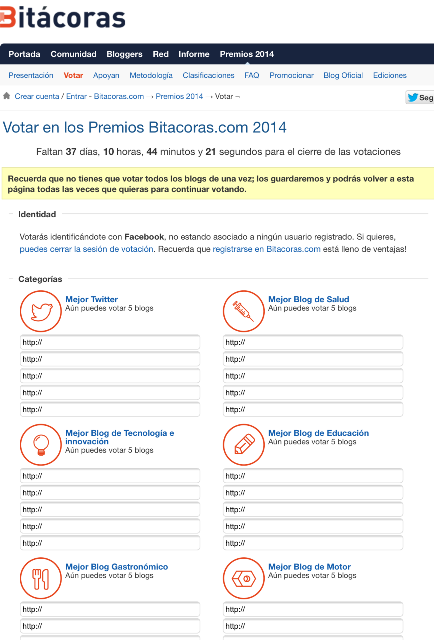Como votar en los Premios Bitácoras 2014