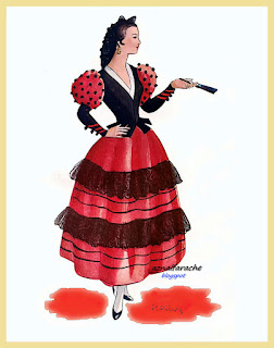 Traje típico de mujer, Cádiz - Diseño de V. Viudes - 1948