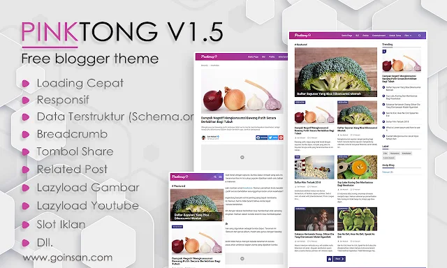 Update template Blogger Gratis Pinktong Versi 1.5
