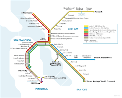 SFO airport to downtown map