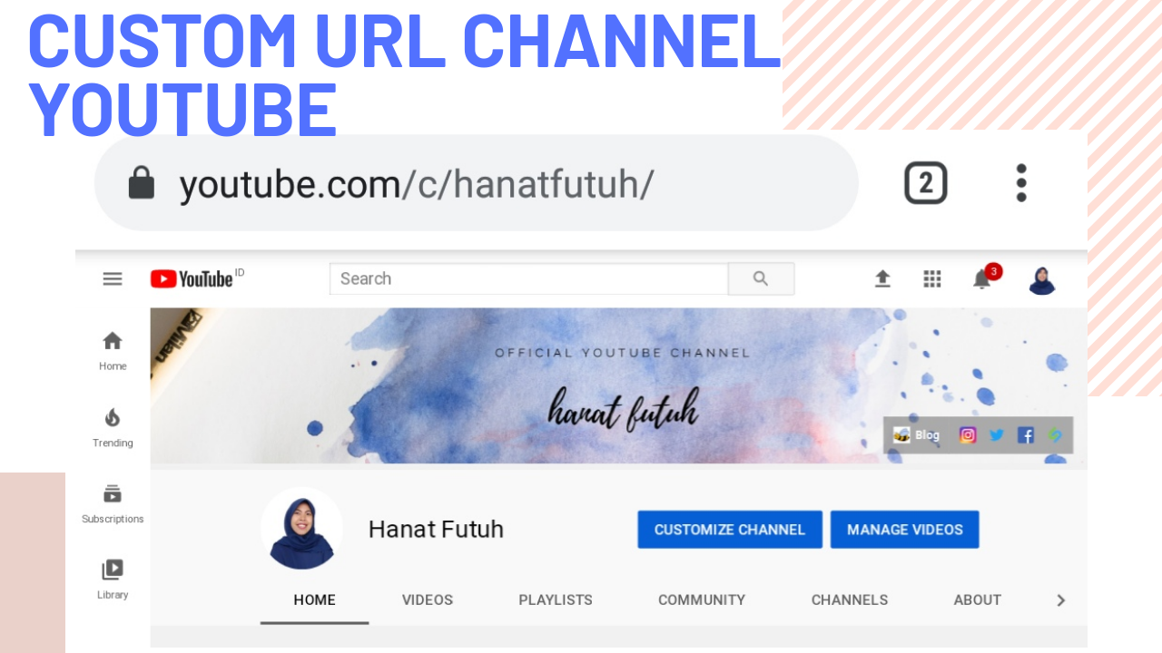 Cara custom url channel youtube