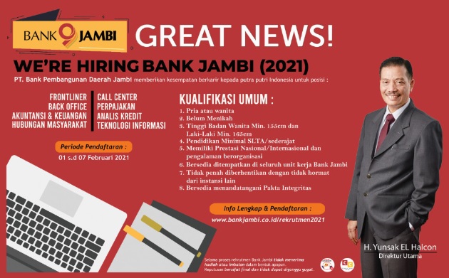 Info Lowongan Kerja Pt Bank Pembangunan Daerah Jambi 2021 Tebo Top