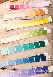 color,color palettes,colorful home,paper crafts,paper,Christmas,Christmas Decor,Christmas Decor Themes,DIY,diy decorating,ornaments,re-purposing,up-cycling,holiday,winter,roygbiv,colorized,color order,rainbow aesthetic,rainbow color Christmas,Christmas mantel decor,holiday mantel decor,mantel decor,colorful home decor,paint chips, paint chip projects,paint chip Christmas decor,wall art, merry and bright