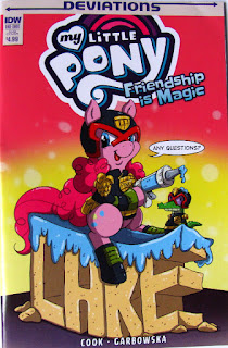 MLP Deviations comic, Pinkie/Dredd mashup cover by Katie Cook
