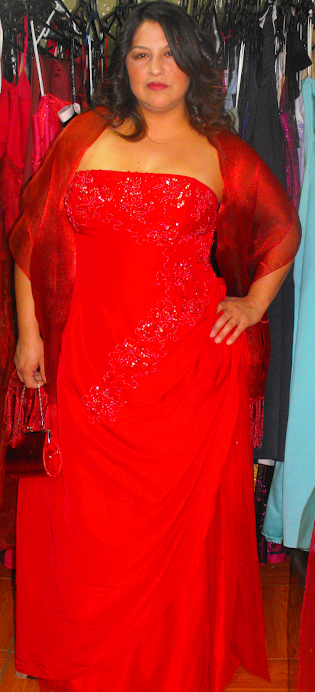 vestido taffeta rojo ajustable a talla 44 a 48