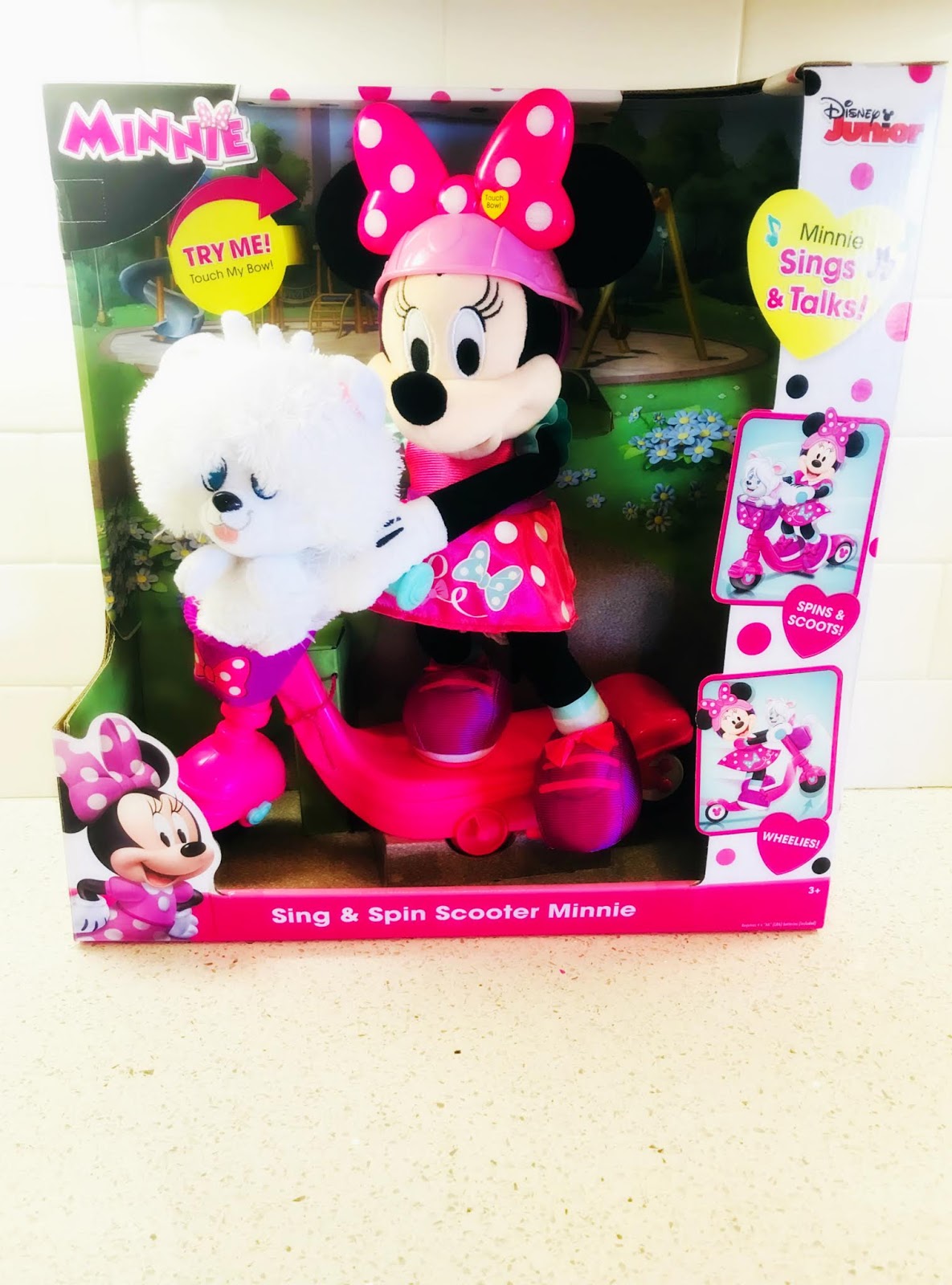 minnie's happy helpers sing & spin scooter minnie plush
