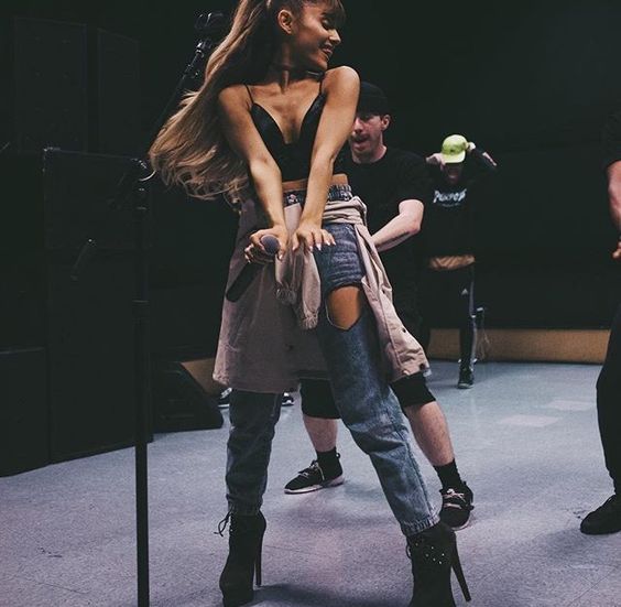 ariana grande rehearsal outfit fashion stage