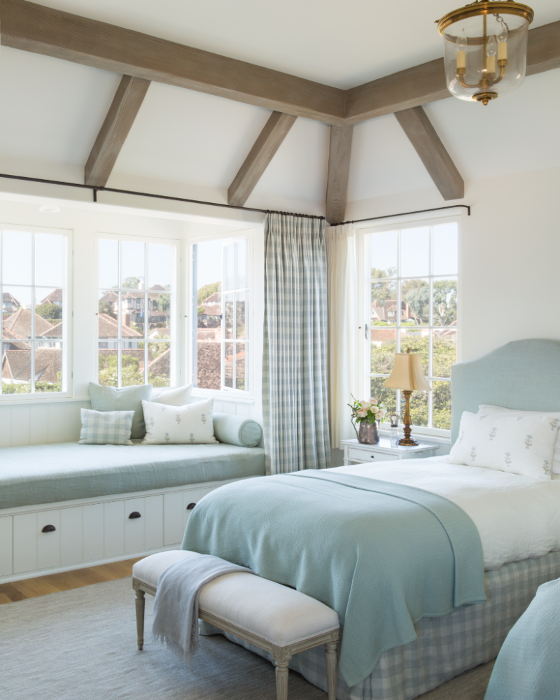 Breathtaking French Country modern farmhouse bedroom with window seat by Giannetti Home - found on Hello Lovely Studio