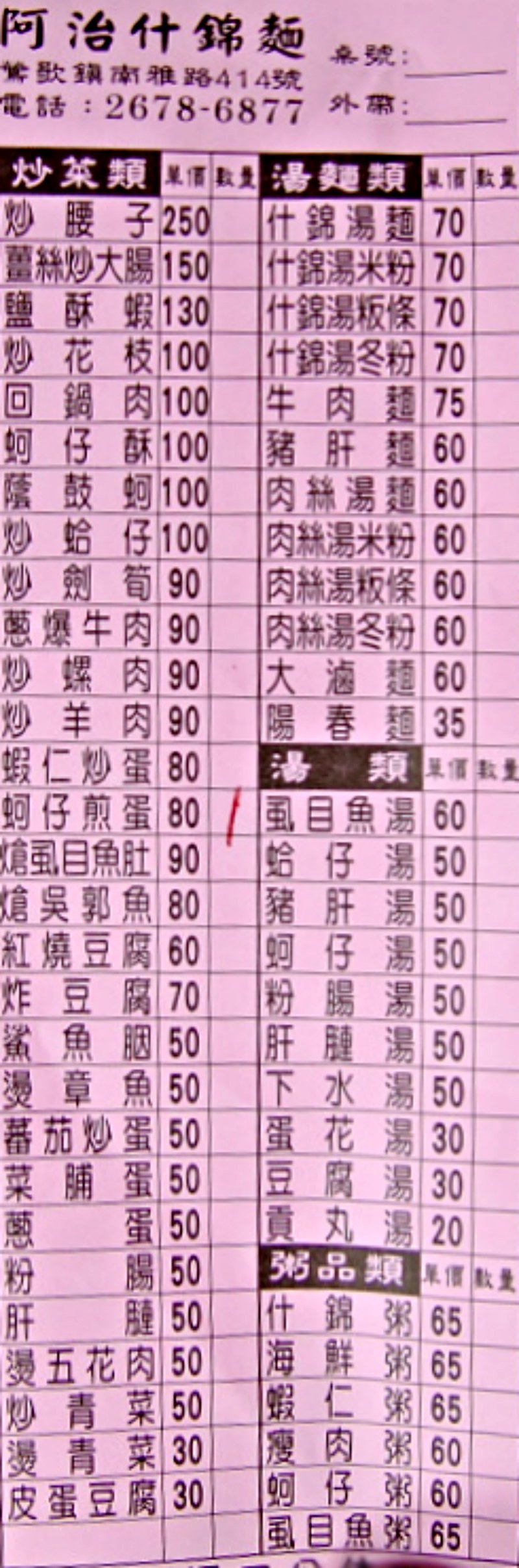 阿治什錦麵