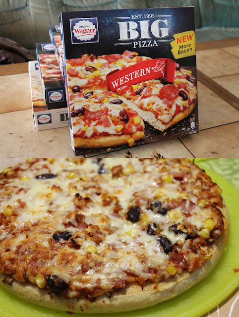 Original Wagner Big Pizza Western - Verpackung & aufgebacken