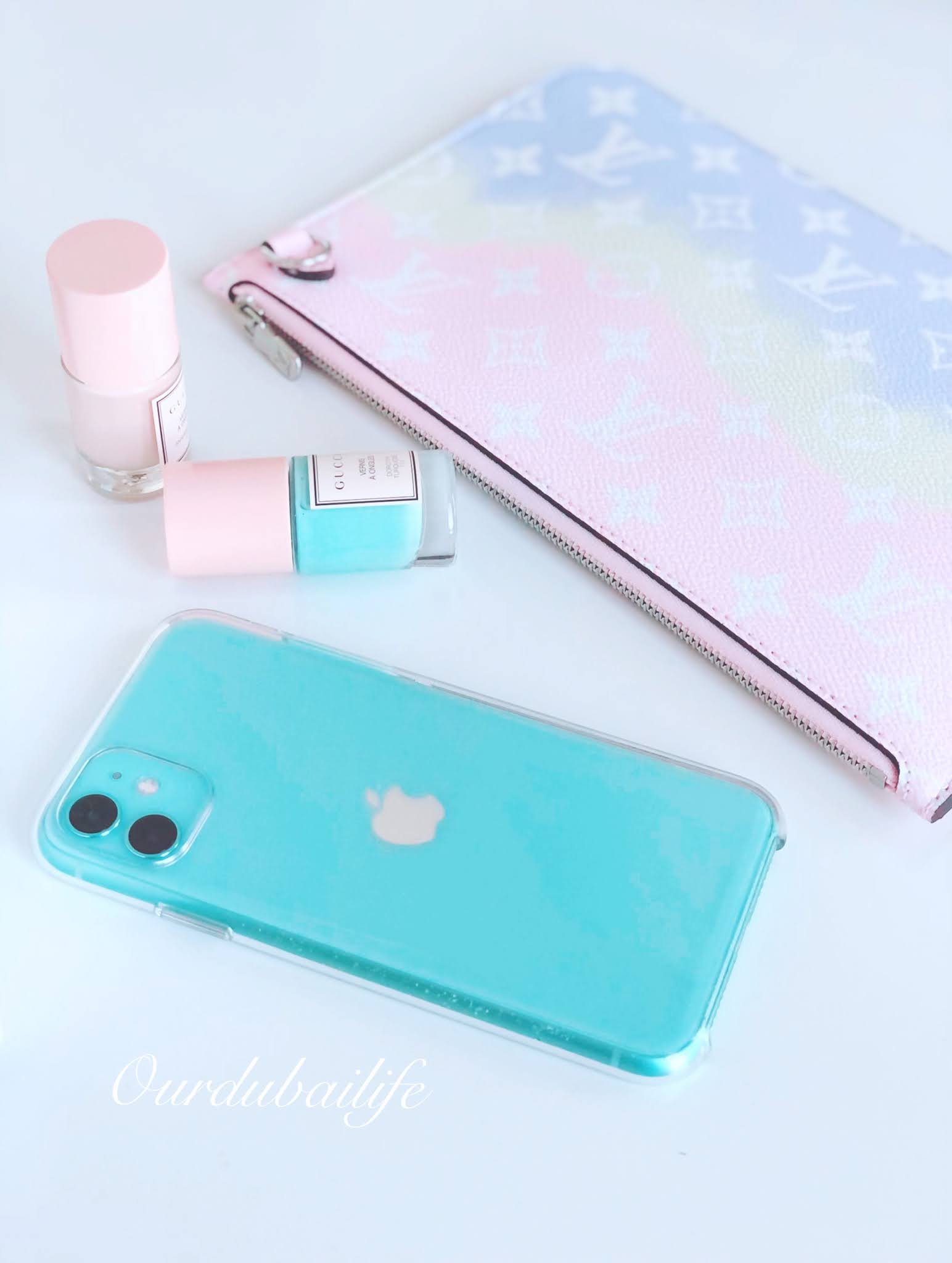 Mint Candy Green Iphone 11 pastel flatlay