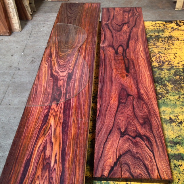 Tropical Exotic Hardwoods 2 pieces of Highly Figured Cocobolo on their