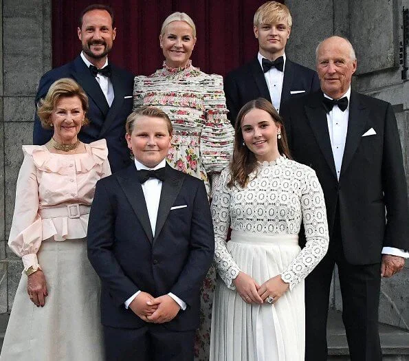 Princess Mette-Marit wore Zimmermann gown. Princess Ingrid Alexandra and Kate Middleton wore Self-Portrait dress