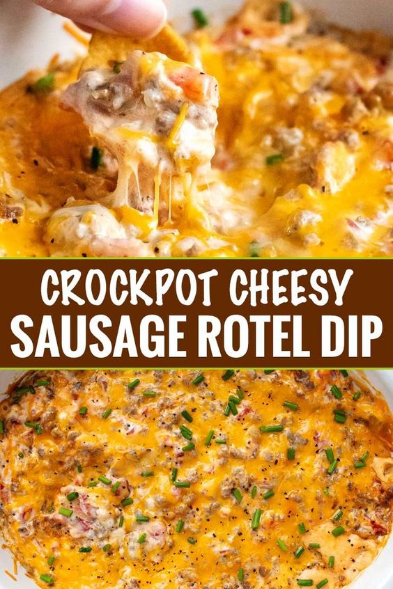 Cheesy Crockpot Sausage Rotel Dip - Recipe Easy