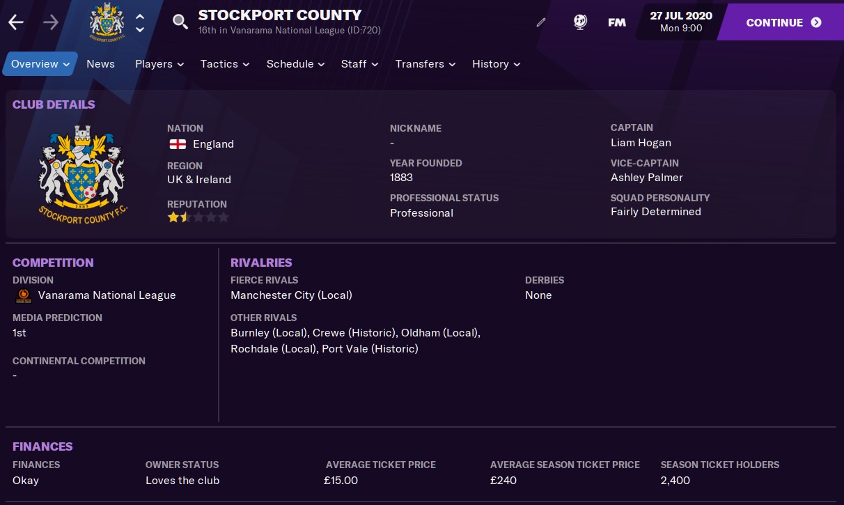 Stockport County Football Manager 2021