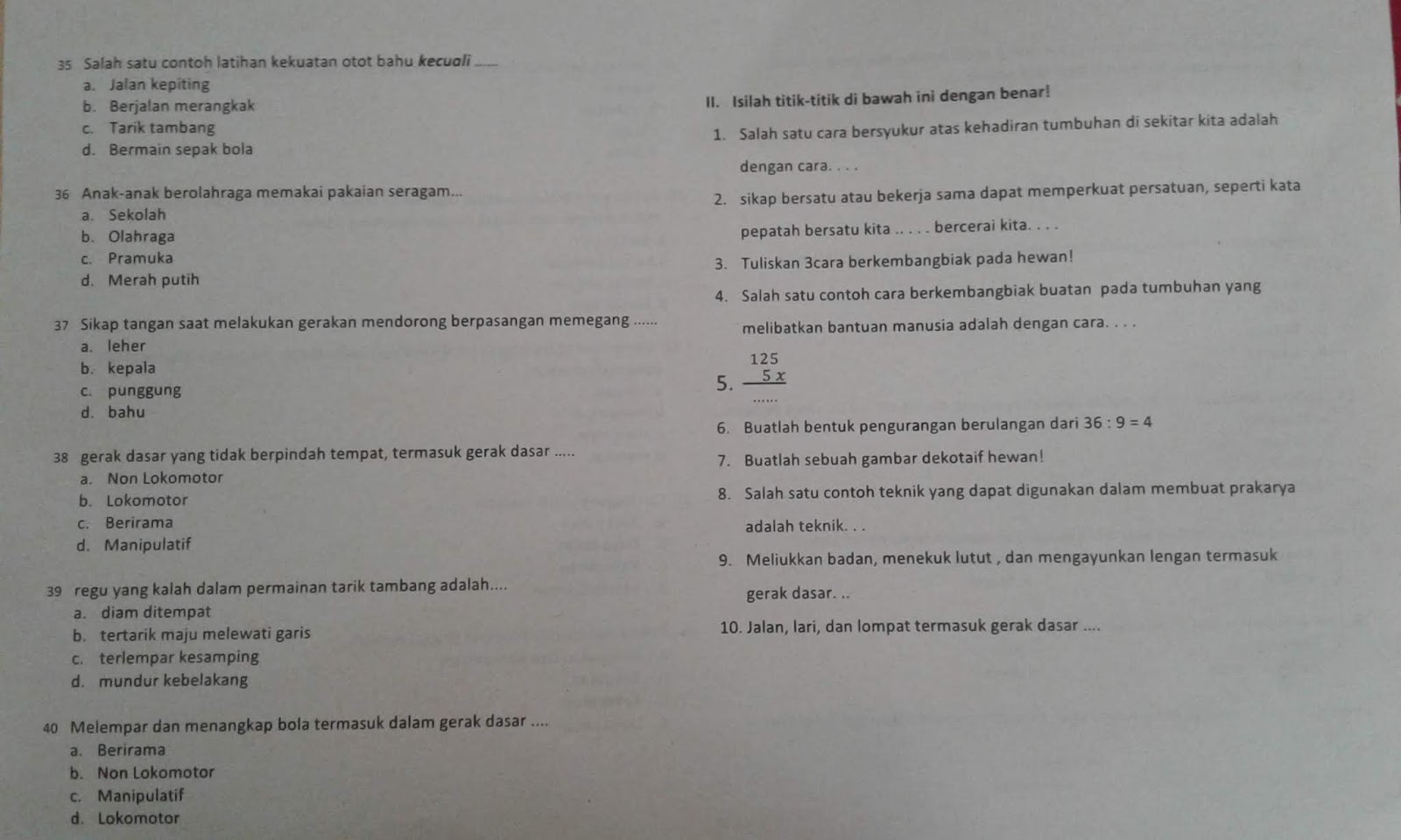 MynewRAN : SOAL UTS atau PTS TEMA 1 SUBTEMA 3 dan 4 KELAS 3 SD
