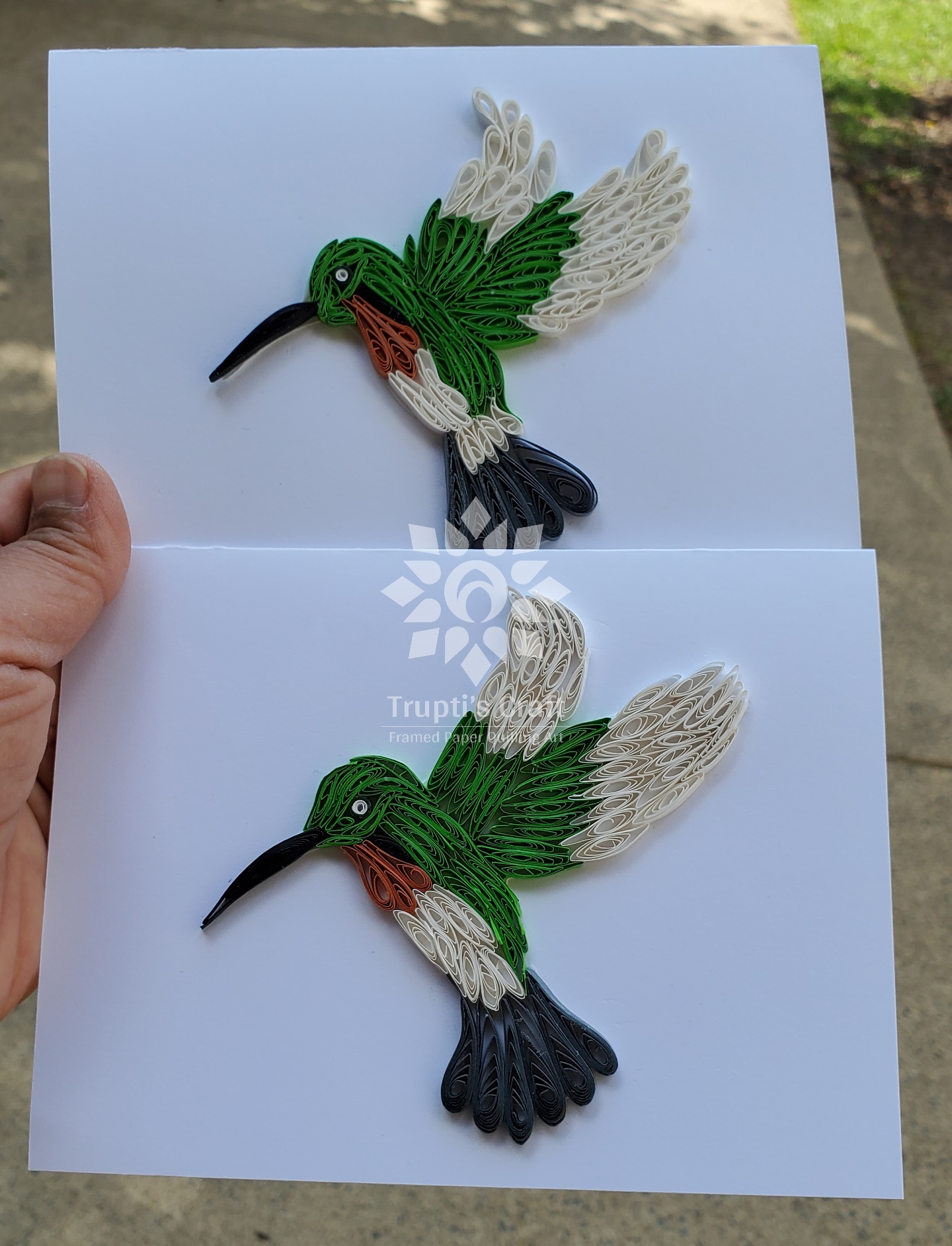 Trupti's Craft Paper Quilling Hummingbird Card