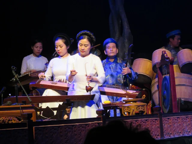 Traditional North Vietnamese musicians at Thang Long Water Puppet Theatre in Hanoi Vietnam