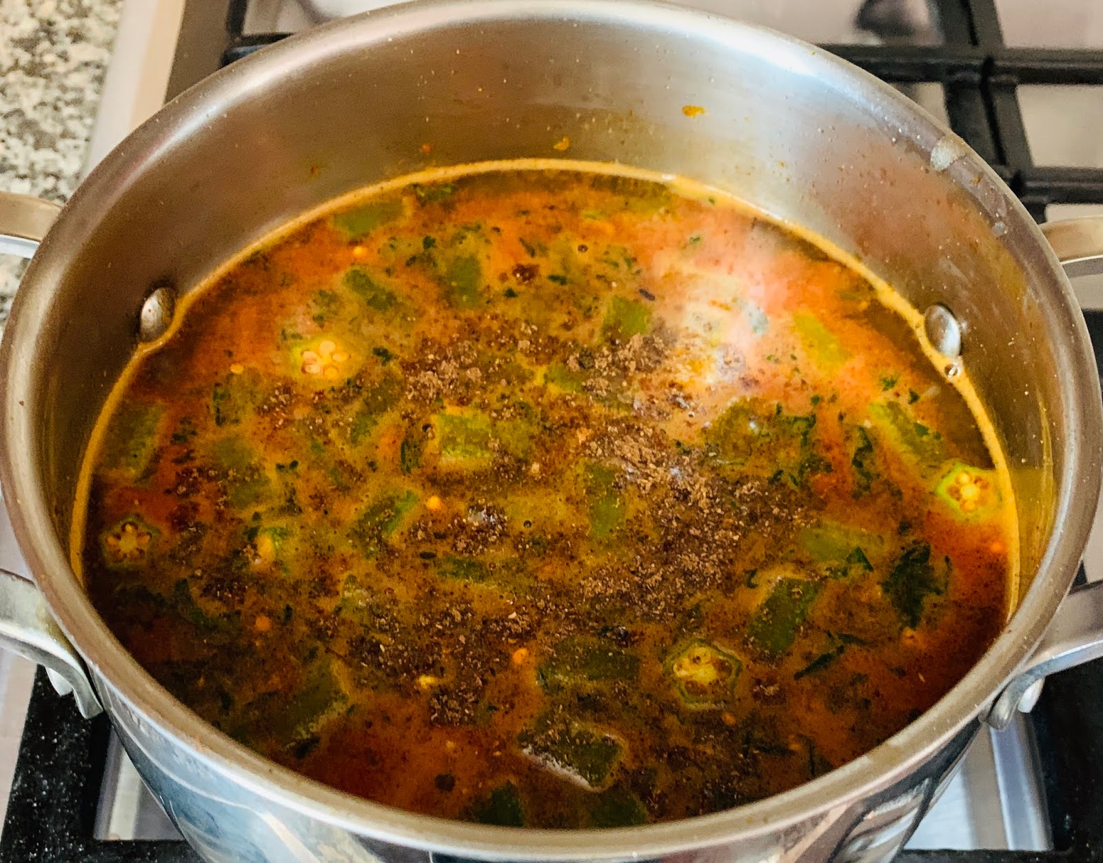 Bendakaya Chaaru/Okra in Wheat Flour Gravy