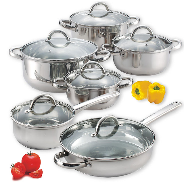 Cook N Home 12 Piece Stainless Steel Cookware Set 