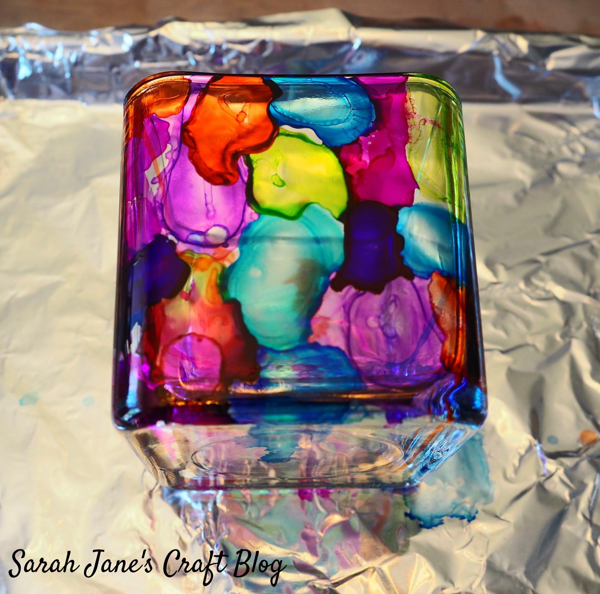 Flamed Alcohol Ink Square Candle Holders