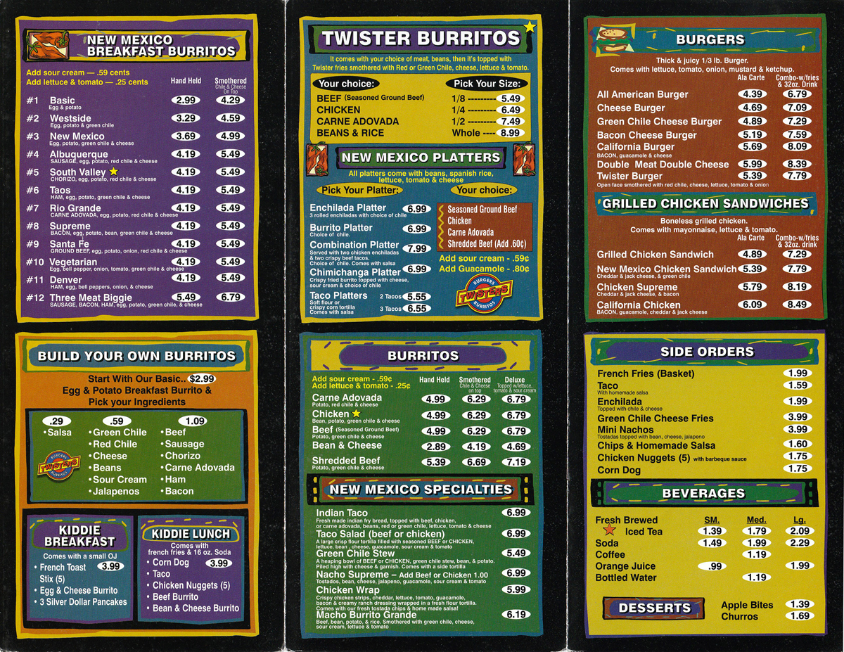 Dinner Break! Twisters New Mexico Burritos Denver, CO