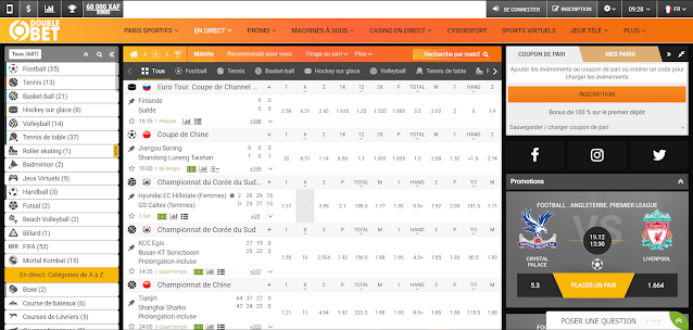 DOUBLEBET DIFFUSION EN DIRECT ET SPORTS VIRTUELS