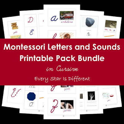 Montessori Letters and Sounds Printable Pack Bundle in Cursive