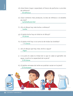 Respuestas Apoyo Primaria Desafíos matemáticos 5to grado Bloque I lección 12 Litros y mililitros