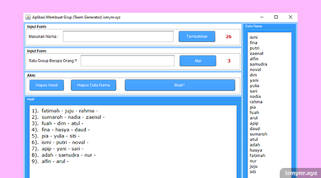 Aplikasi Dekstop Team Generator Sederhana Java GUI
