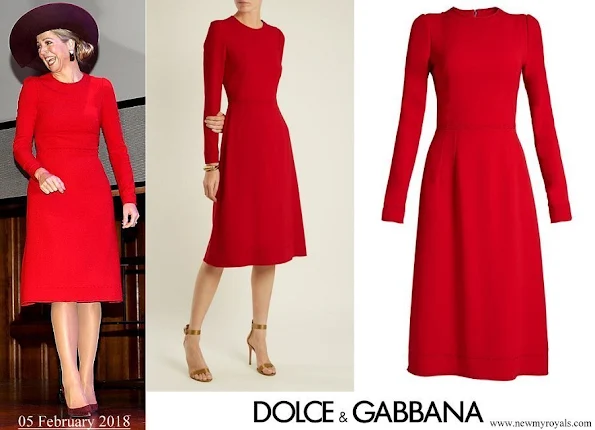 Queen Maxima wore Dolce & Gabbana contrast stitch cady dress