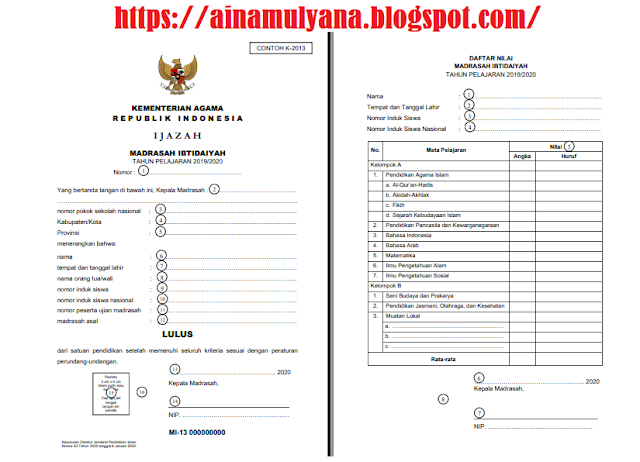 Juknis Penulisan Blangko Ijazah Tahun JUKNIS PENULISAN BLANGKO IJAZAH RA, MI, MTS, MA TAHUN 2020 DAN JUKNIS PENULISAN BLANGKO SHUAMBN TAHUN 2020