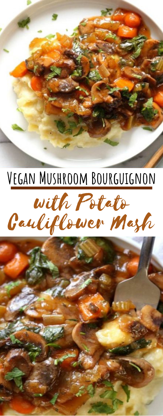Vegan Mushroom Bourguignon with Potato Cauliflower Mash #vegetarian #dinner Vegan Mushroom Bourguignon with Potato Cauliflower Mash #vegetarian #dinner