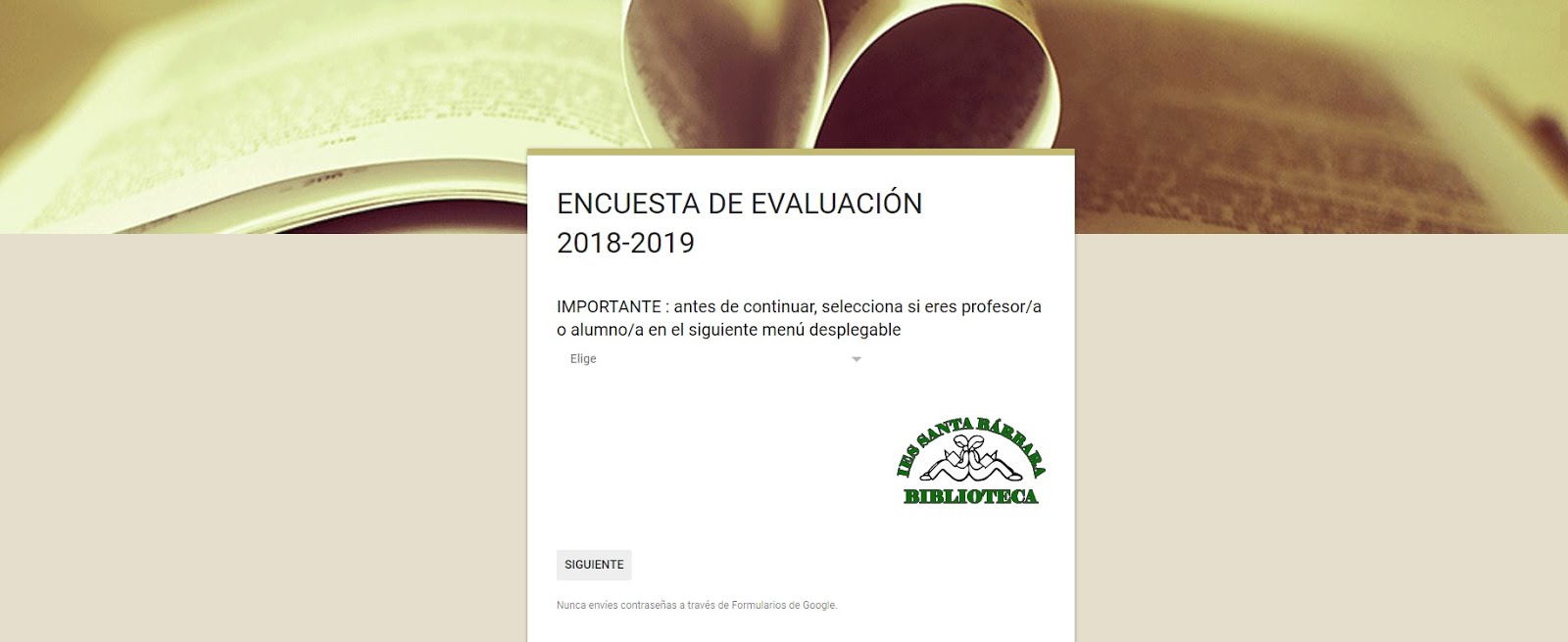 Encuesta de evaluación curso 2018-2019