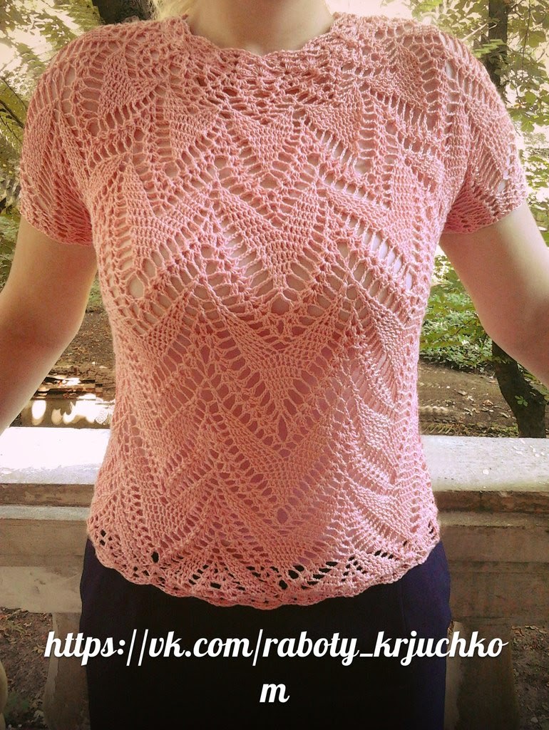 Blusa rosa de crochet