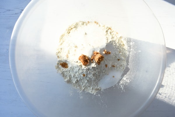 Making Pesto Beer Bread - Step 2 Sugar & Salt added to flour