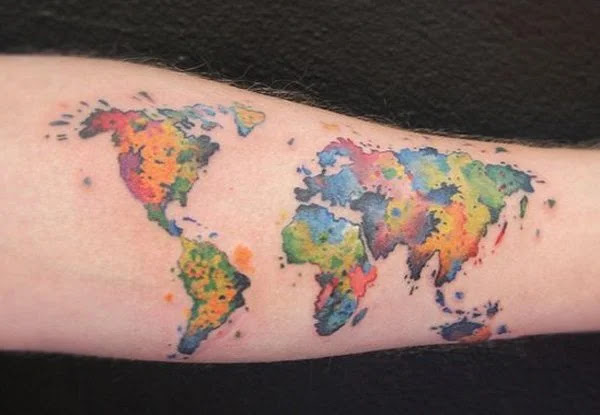 Simple World Map Tattoo