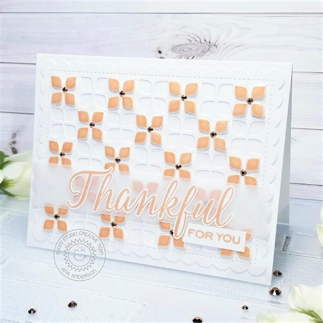 Sunny Studio Stamps: Frilly Frames Retro Petal Dies Frilly Frames Hexagon Dies Elegant Leaves Thank You Card by Ana Anderson Sunny Studio Stamps: Frilly Frames Retro Petal Dies Frilly Frames Hexagon Dies Elegant Leaves Thank You Card by Ana Anderson