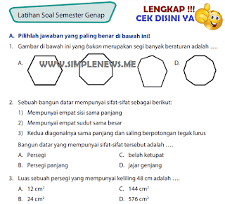 Kunci Jawaban Latihan Soal Semester Genap Matematika Kelas 4 Kurikulum 2013 www.simplenews.me