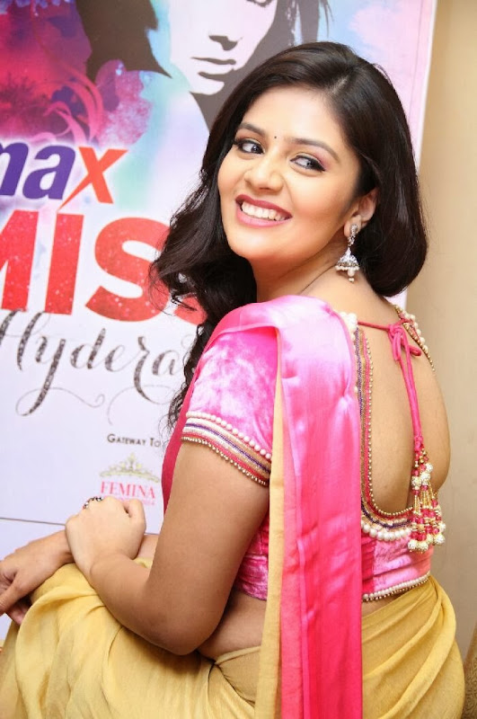 Srimukhi Latest Photos In Saree At Max Miss Indian