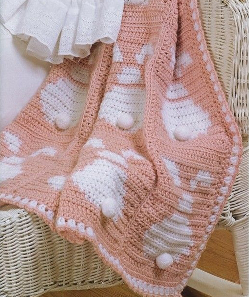 Beautiful Skills Crochet Knitting Quilting Baby's Bunny Afghan