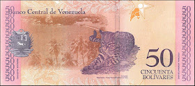 Venezuela Currency 50 Bolivares Soberanos banknote 2018 Ocelot Leopardus