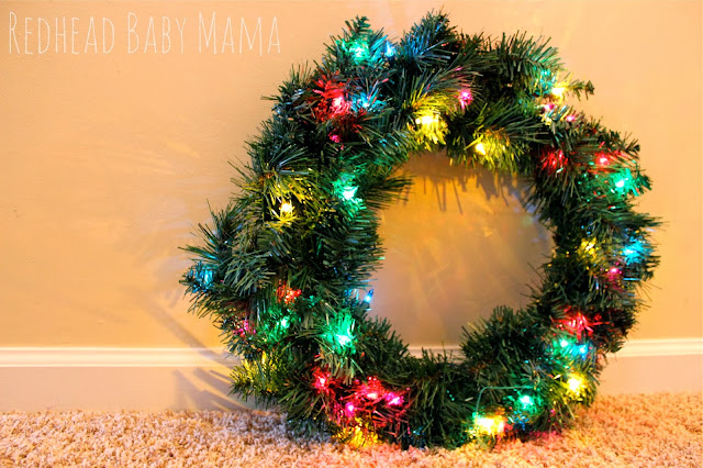 pre lit christmas wreath - Redhead Baby Mama