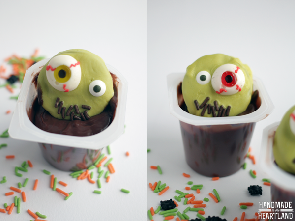 Zombie Halloween Pudding cups #Snackpackmixins #cbias #shop