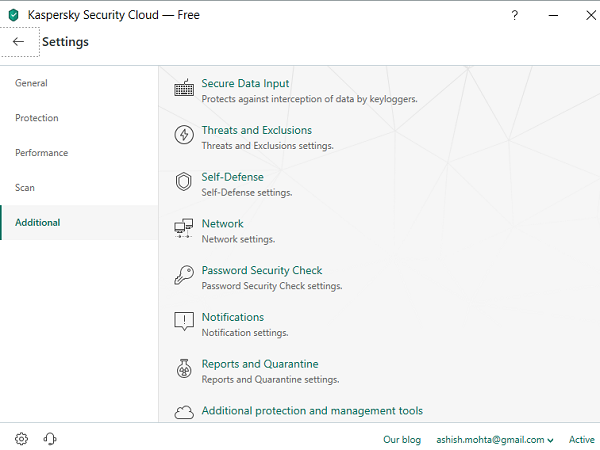 Kaspersky Security Cloud 추가 기능
