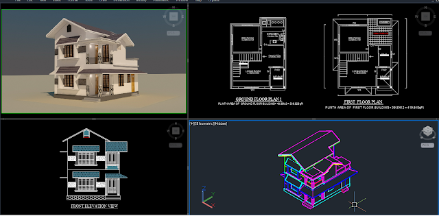 Duplex House 2D - 3D [DWG, MAX]