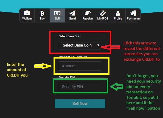 Guide for selling credit coin