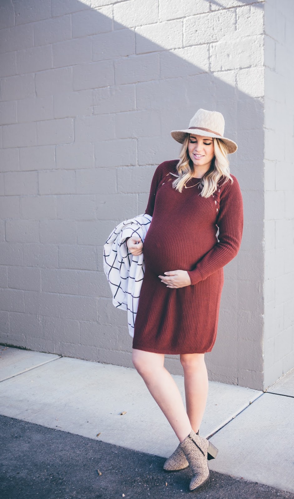 Maternity Dress, Pink Blush Maternity, Leopard Booties, Fall Outfit