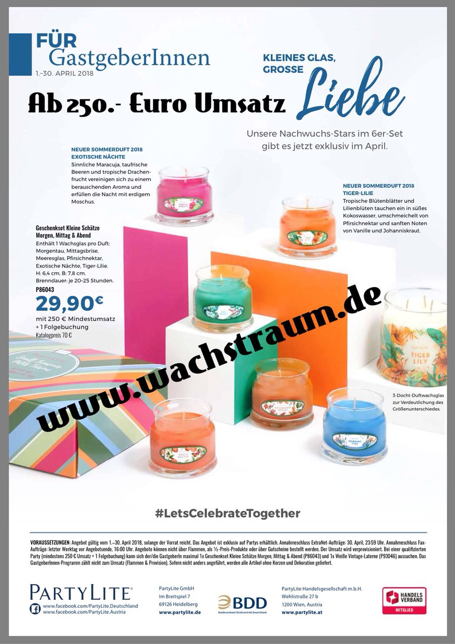 wachstraum.de PartyLite® Online Shop Partylite.de Angebote April