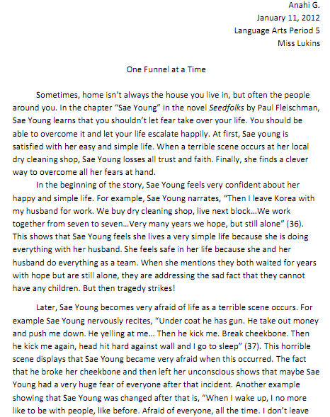 Response to literature essay example